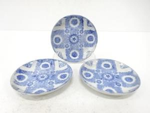 古伊万里　印判手　花　小皿　3客揃